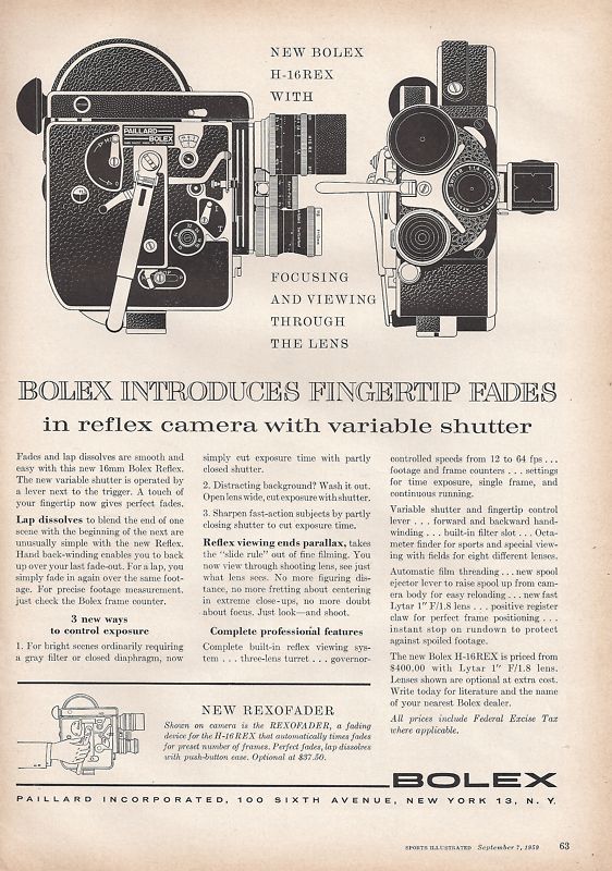 Bolex H-16REX advertisement 1959